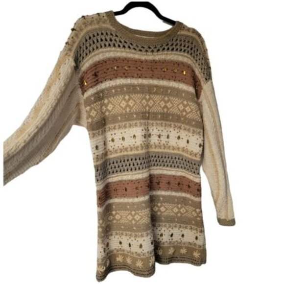 Vintage JENNIFER REED Sweater Cottage-Core Earth Tones Knit Oversized Small - Picture 4 of 6